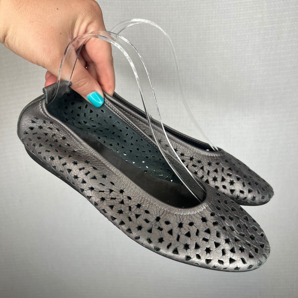 Arche Laius Metallic Pewter Leather Laser Cut Ballet Flats‎ France Womens 40
